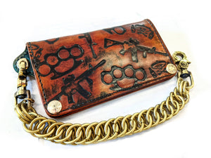 Long Biker Leather Chain Wallet - Napalm Troublemaker