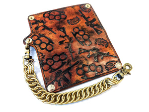 Long Biker Leather Chain Wallet - Napalm Troublemaker
