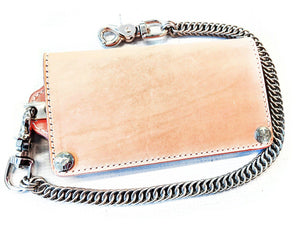 Long Biker Leather Chain Wallet - Natural Cowhide