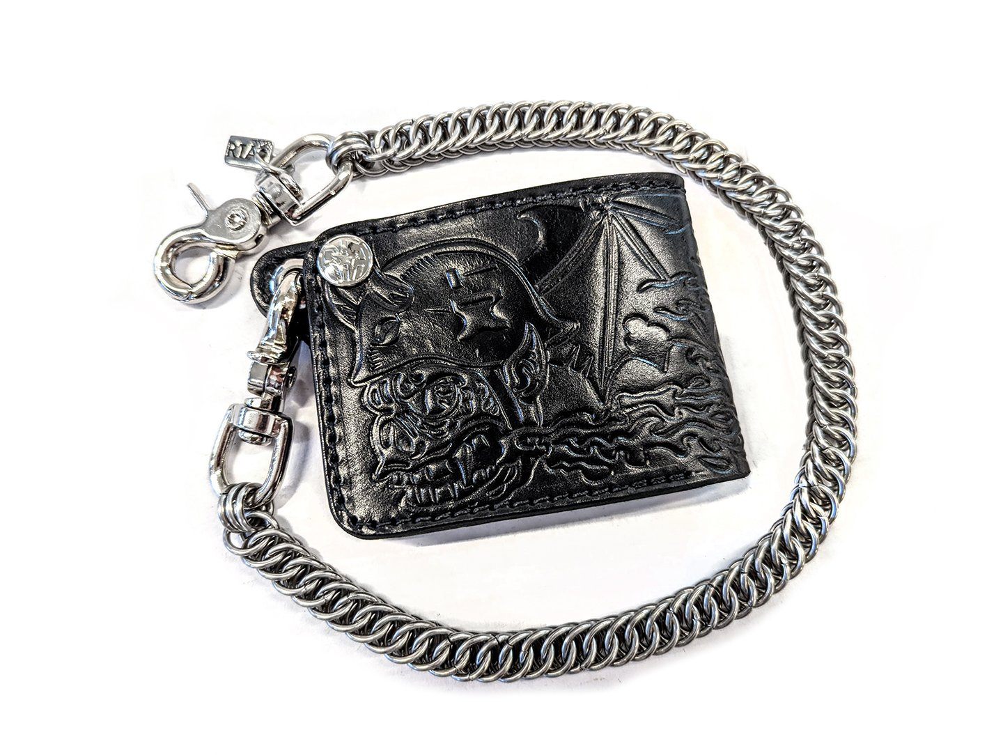 Trifold Leather Chain Wallet - Anvil Customs
