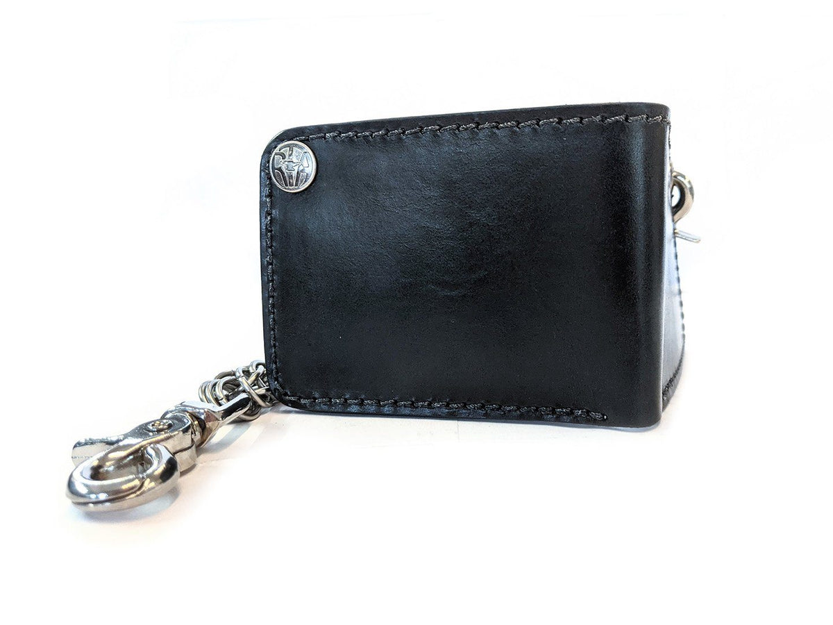 Gray Mens SMall Leather Biker Chain Wallet billfold Wallet Small Bifol