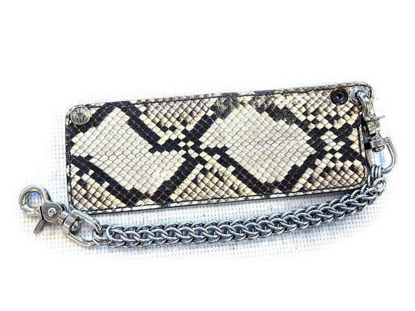 Python leather wallet in grey with coin purse