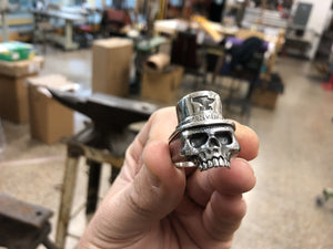 TopHat Skull .925 Sterling Silver Ring - Anvil Customs