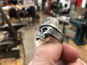 TopHat Skull .925 Sterling Silver Ring - Anvil Customs