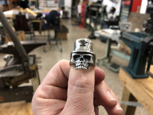 TopHat Skull .925 Sterling Silver Ring - Anvil Customs