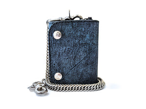 Trifold Leather Chain Wallet - Blue Cape Buffalo
