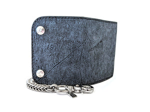 Trifold Leather Chain Wallet - Blue Cape Buffalo