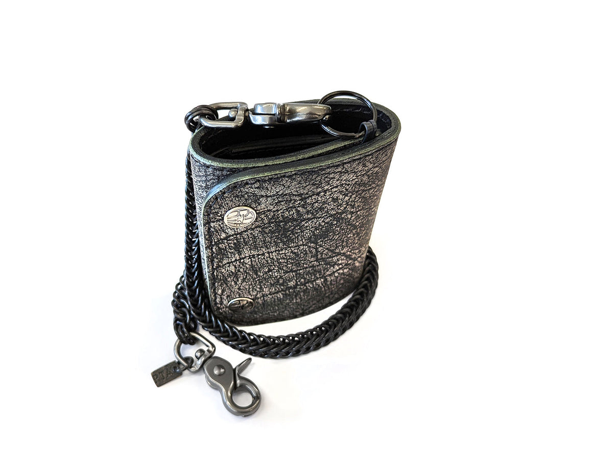 Personalised Handmade Black Buffalo Leather Wallet Custom 