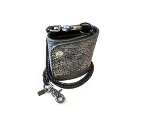 Trifold Leather Chain Wallet - Gray Cape Buffalo
