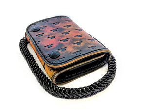 Trifold Leather Chain Wallet - Inferno