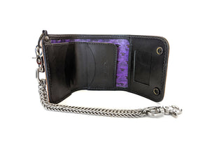 Trifold Leather Chain Wallet - Nightshade