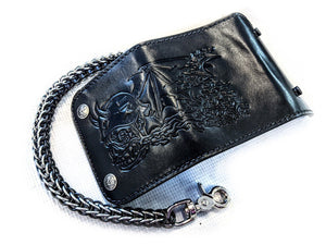 Trifold Leather Chain Wallet - Orc Rider
