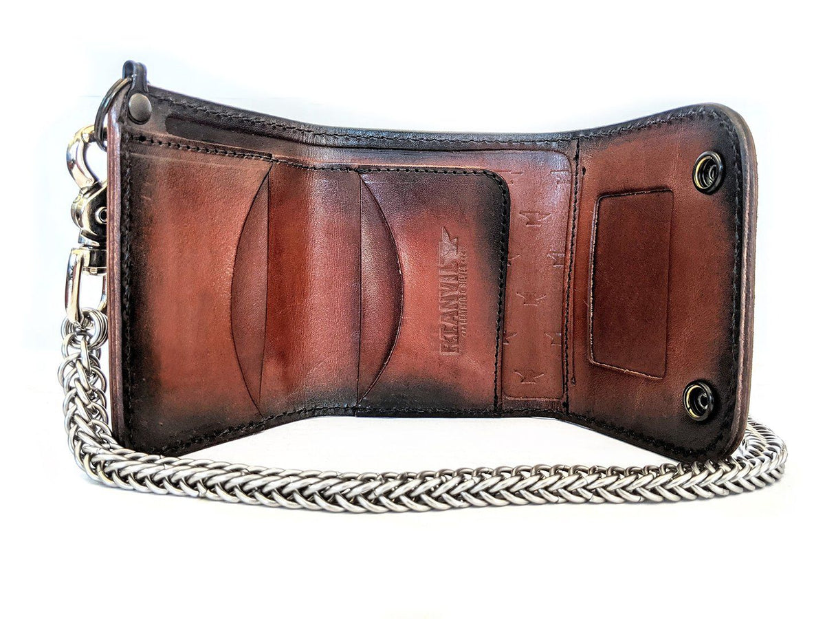 Trifold Leather Chain Wallet - Anvil Customs