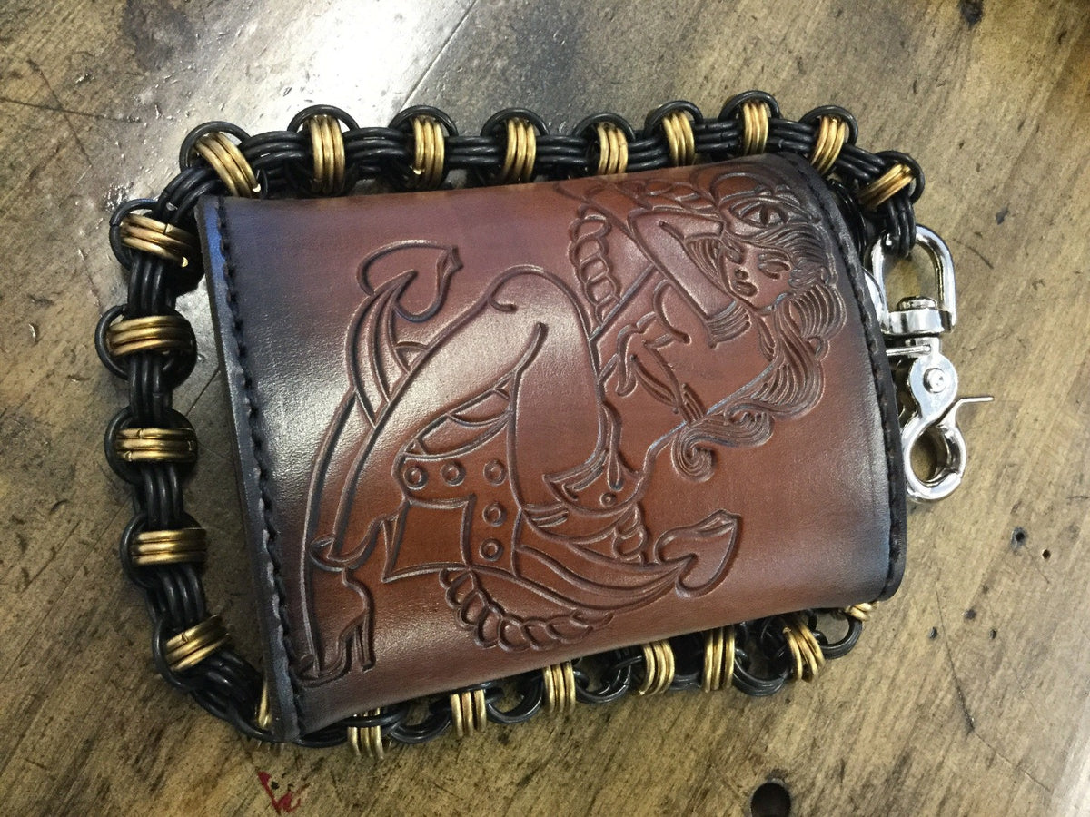 Trifold Leather Chain Wallet - Anvil Customs