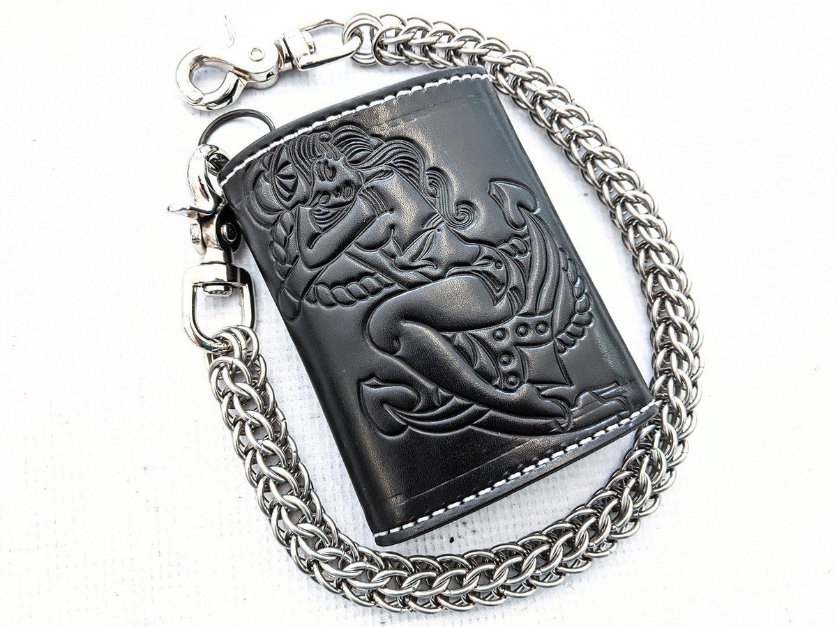 Trifold Leather Chain Wallet - Anvil Customs