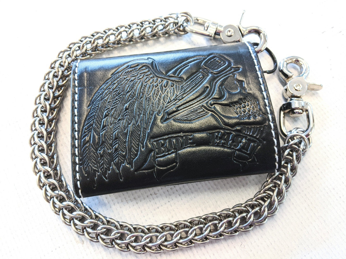 Trifold Leather Chain Wallet - Anvil Customs