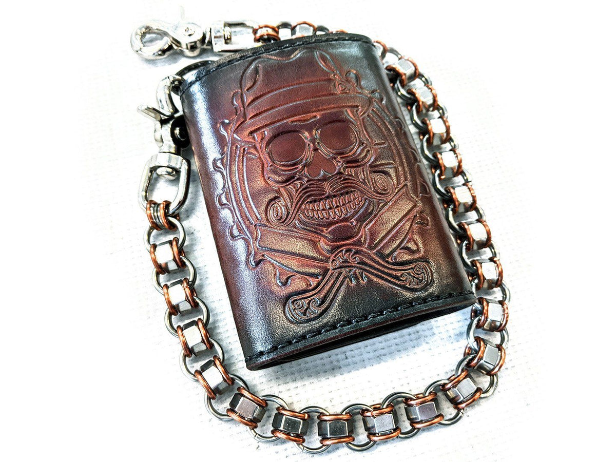 Trifold Leather Chain Wallet - Anvil Customs